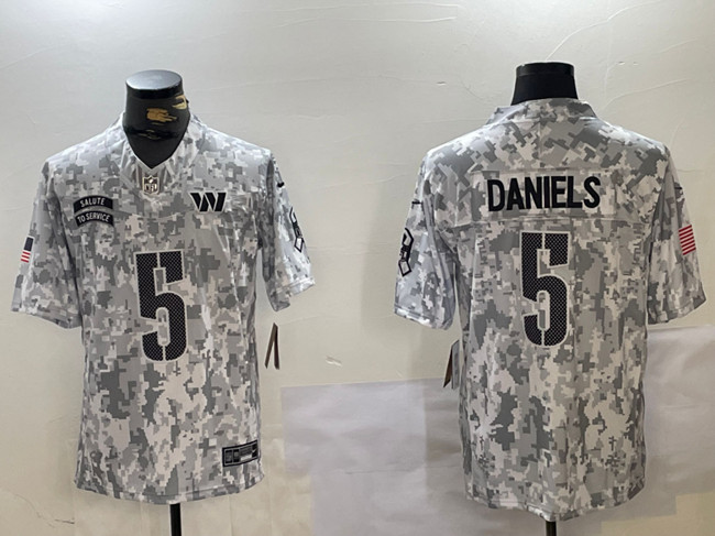 Men's Washington Commanders #5 Jayden Daniels 2024 F.U.S.E Arctic Camo Salute to Service Limited Stitched Football Jersey Men's Washington Commanders #5 Jayden Daniels 2024 F.U.S.E Arctic Camo Salute to Service Limited Stitched Football Jersey